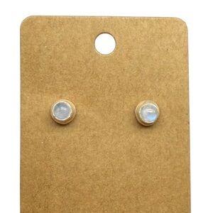 Rainbow Moonstone Stud Earrings Solid 925 Sterling Silver